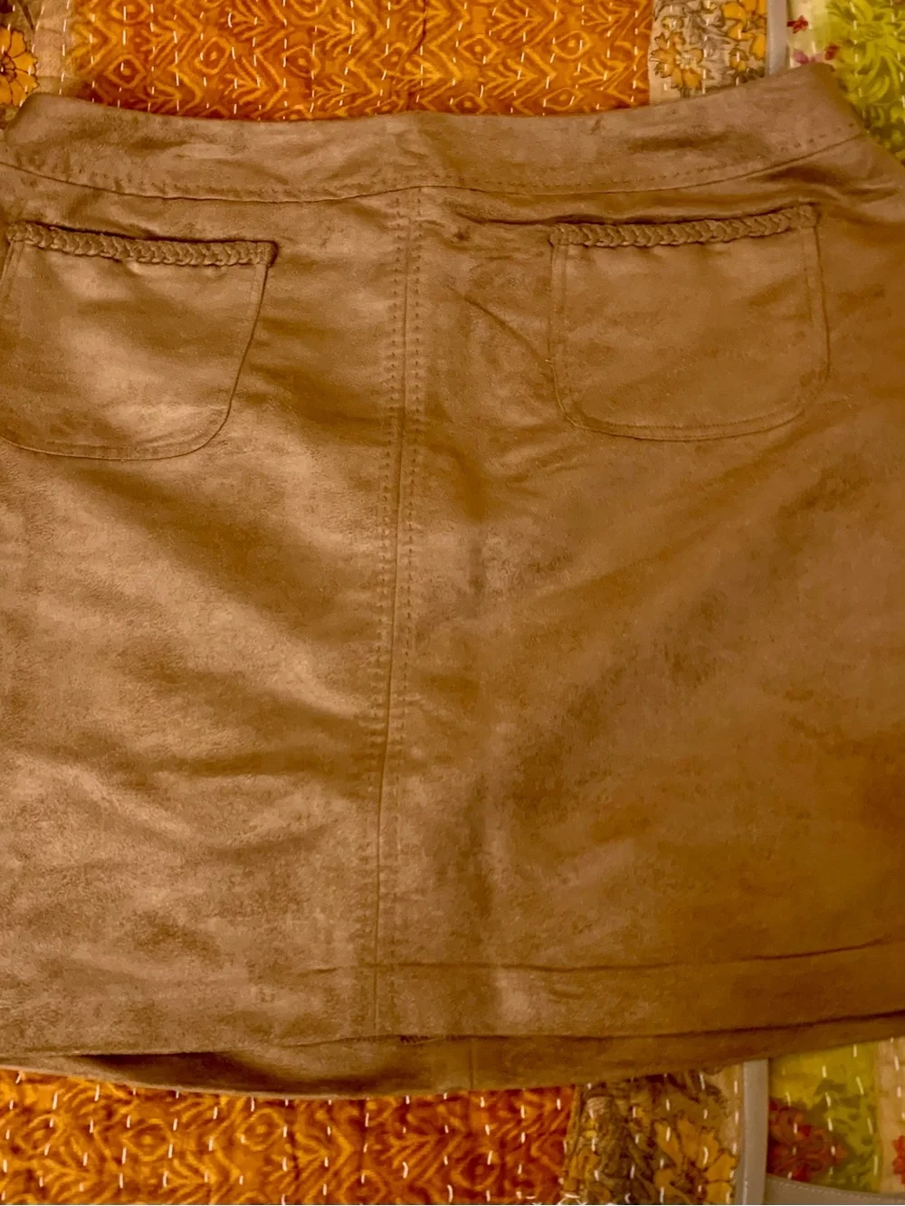 Cato Camel Mini Skirt with Front Patch Pockets